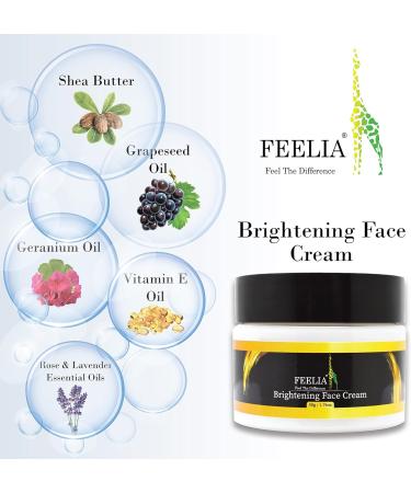 Feelia - Natural Brightening Face Cream - Improve Uneven Skin Tone Sun Damage Anti-aging properties with Vitamin E Shea Butter Grapeseed Geranium Rose & Lavender Oils - 50g - Buy Online on GoSupps.com
