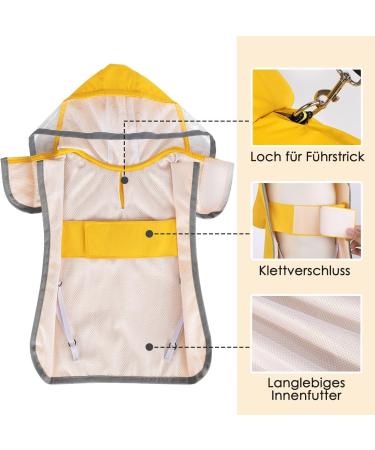 Slowton Waterproof Dog Raincoat - Transparent Double-Layer Jacket with Hood for All Sizes - Reflective Strip & Storage Bag - XXL Yellow - Buy Online on GoSupps.com