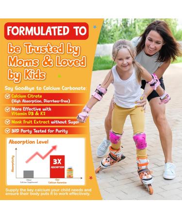 Kids Calcium Gummies with Vitamin D3 K2 - Calcium Citrate with Magnesium, Zinc, Omega-3 and Probiotics for Kids Bone Health, Digestive & Development Support - Sugar Free Gummies, Non-GMO, Vegan Strawberry 60 Count (Pack of 2) - Buy Online on GoSupps.com