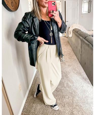 Vetinee Wide Leg High Waisted Dress Pants for Women with Pockets - XXL Vanilla Ice - Buy Online on GoSupps.com