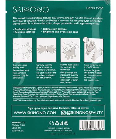 Hand Mask Moisturising Gloves for Dry Hands Pamper Gift Hand Care Sheet Mask with Shea Butter Aloe Vera and Collagen - 30 Minute Beauty Skincare Home Spa by Skimono (1 Pair) (Pack of 2) 14 ml (Pack of 2) - Buy Online on GoSupps.com