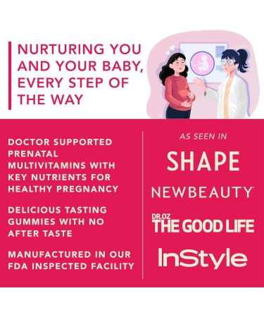 Prenatal Gummies for Women with DHA, Folate, Vitamin B C D | Delicious Multivitamin Blend for Fetal and Neural Support, Bones, Energy & Immunity During Pregnancy - Buy Online on GoSupps.com