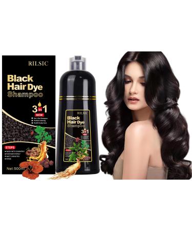 Coloring Shampoo Instant Colored Hair Shampoo Hair Dye Shampoo 3 in 1 Hair Color Hair Dye Shampoo Coloring White Hair Hair Coloring in Minutes (Black)