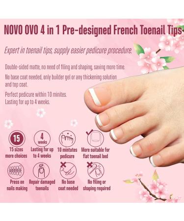 NOVO OVO Orange Pink French Tip Soft Gel Toe Nail Extensions - 360Pcs Full Cover False Nails in 15 Sizes for DIY - Buy Online on GoSupps.com