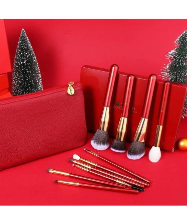 Ducare 10-Piece Professional Makeup Brush Set with Cosmetic Bag | Premium Synthetic Kabuki & Eye Brushes for Flawless Blending - Buy Online on GoSupps.com