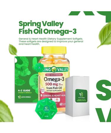 Omega-3 Fish Oil 500 mg 60 Softgels with Bundle Exclusive Vitamins & Minerals - A to Z - Better Ligth&Spring Guide - Buy Online on GoSupps.com
