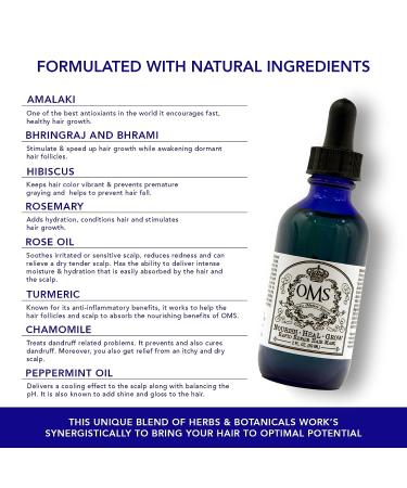 OMS Haircare Organic Hair Growth Oil | Deep Conditioning & Stimulating | Chemical-Free, All-Natural Formula with Castor Oil & Tribramla Complex | 2oz - Buy Online on GoSupps.com