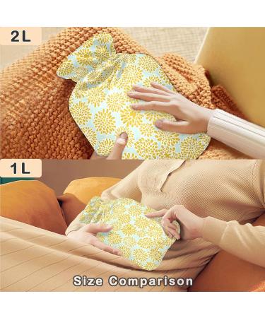 NAANLE Pastel Yellow Dandelion Hot Water Bottle - 2L Large Transparent for Menstrual Cramps Relief & Heat Therapy - Buy Online on GoSupps.com