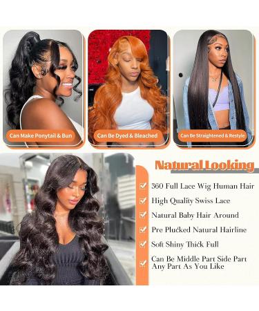 24 Lovigs Body Wave Human Hair Full Lace Wig - 180% Density, Pre-Plucked with Baby Hair - Natural Black - Buy Online on GoSupps.com