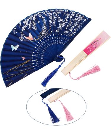 4 Pieces Folding Fans Handheld Fans Bamboo Fans with Tassel Women's Hollowed Bamboo Hand Holding Fans for Wall Decoration Gifts (Purple Dark Blue Pink and Sky Blue) Dark Blue Pink Purple Sky Blue - Buy Online on GoSupps.com