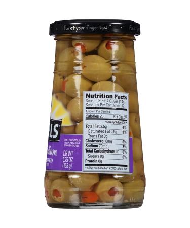 Pearls 5.75 oz. Reduced Salt Pimiento Stuffed Manzanilla Olives - Buy Online on GoSupps.com