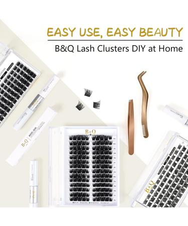Cluster Lashes D Curl 14mm 72 Clusters B&Q - Volume Eyelash Clusters for DIY Lash Extensions - Soft Wispy Cluster Eyelash Extensions at Home - Buy Online on GoSupps.com
