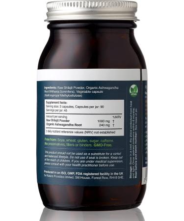 Organic Ashwagandha & Shilajit Capsules - 1000mg Pure Ayurvedic Blend with Fulvic Acid for Stress Relief and Energy Boost - Vegan & GMO-Free - UK Made - Buy Online on GoSupps.com