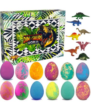 Bath Bombs for Kids - 12 Colorful Dinosaur Surprise Egg Fizzies | Safe Spa Gift for Boys & Girls - Buy Online on GoSupps.com