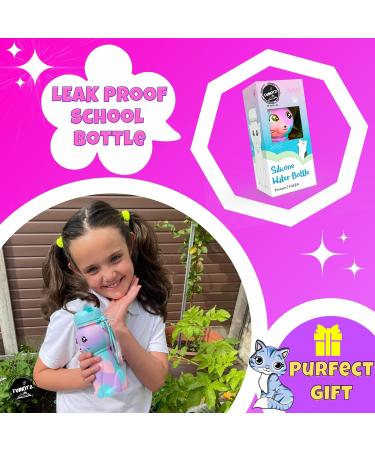 FunKitZ by AToZ UK Cat Shaped Water Bottle for Girls - BPA Free 500ml Silicone - Rainbow Design, Drop Resistant - Back to School Gift - Buy Online on GoSupps.com