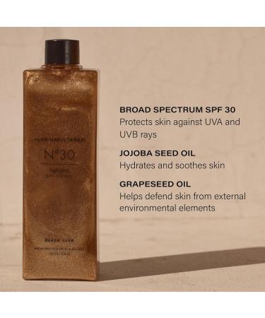 + Lux Unfiltered N 30 Shimmer Body Oil with SPF 30 - Hydrating & Nourishing High Gloss Tanning Oil Instant Bronze Shimmer Sunscreen - Oxybenzone Free - Broad Spectrum Sunscreen SPF 30 - Buy Online on GoSupps.com