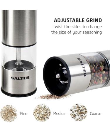 Salter 7722 SSTURA Electric Salt and Pepper Grinder Set Electronic Spice Mills & Schwartz Medium Black Peppercorn Drum 100 G | Mild Heat Spicy Kick and Hot Biting Flavour - Buy Online on GoSupps.com