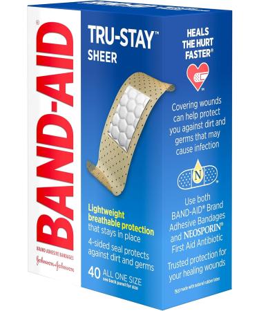Band-Aid Brand Tru-Stay Sheer Strips - Adhesive Bandages for First Aid & Wound Care (40 ct) - International Shipping Available - Buy Online on GoSupps.com