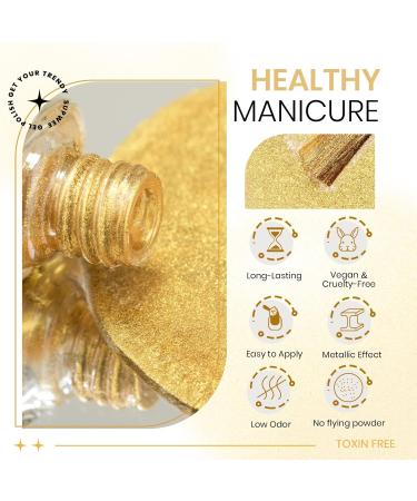 Gold Liquid Chrome Nail Powder 10ML - Mermaid Aurora Metallic Nail Polish | Chameleon Iridescent Pigment for DIY Nail Art | 0.33 Fl Oz (Pack of 1 - Buy Online on GoSupps.com