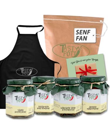 Tasty Pott Mustard Fan Set Sweet Mustard Mustard Big Mustard Rustic Style Spicy Mustard Caviar Kitchen Apron Mustard Glass Cooking Barbecue Gravy