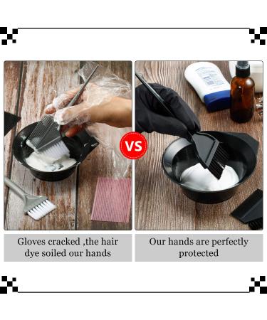 6 Pairs Reusable Anti-Skid Hair Dye Gloves - Black - Large | Waterproof Rubber Gloves for Salon & Home Use - Buy Online on GoSupps.com