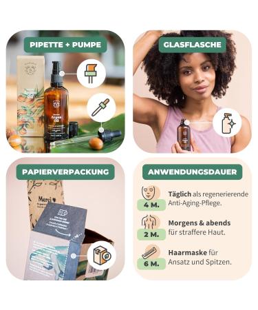 Buy Bionoble Organic Argan Oil 100ml - 100% Pure Cold-Pressed for Face Body Hair & Beard - Vegan & Cruelty-Free - Includes Glass Bottle Pipette & Pump - Buy Online on GoSupps.com
