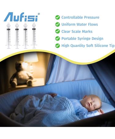 Aufisi Nasal Syringe Set for Babies - 4 Reusable Nasal Douches 10ml Portable Nasal Rinse with Silicone Tip - Safe & Comfortable High-Quality Nasal Care - Buy Online on GoSupps.com