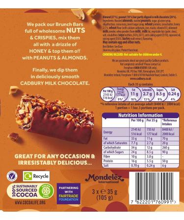 Cadbury Brunch Nuts Peanut and Almond Chocolate Bar 105g - Buy Online on GoSupps.com