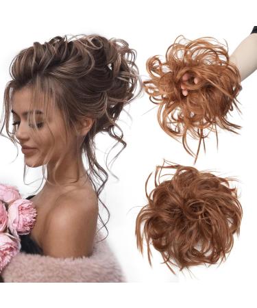 TESS hair tie with hair VOLUMINOUS Messy Bun hairpiece bun 45g hairpiece with elastic band for women girls (Light Auburn)