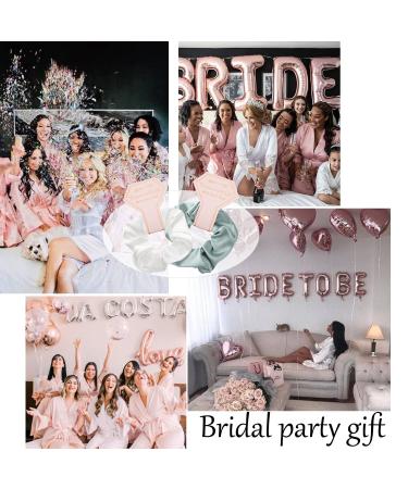 Bridesmaid Scrunchies Set of 12 - Wedding Party Favors & Gifts (White & Green) - Buy Online on GoSupps.com