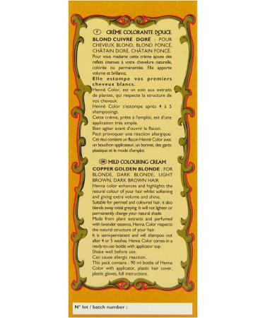 Henne Color Copper Gold Blonde Henna Hair Colour Cream 90ml | Natural & Organic Dye - Buy Online on GoSupps.com