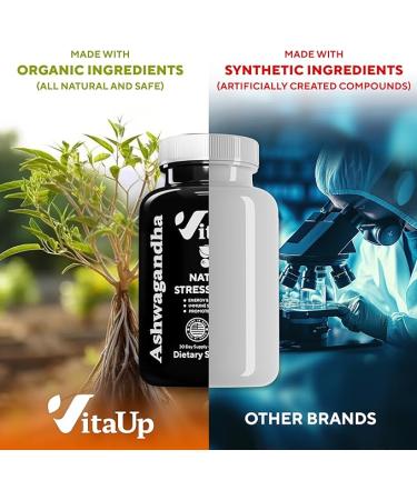 Vita Up Organic Natural Stress Relief Supplement - Ashwagandha Organic - 60 Count - Buy Online on GoSupps.com