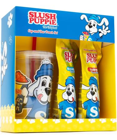 Slush Puppie Gift Set - Cup & Duo Slush Puppy Pouches 1x SLUSH PUPPiE Blue Raspberry Pouch 1x SLUSH PUPPiE Strawberry Pouch SLUSH PUPPiE Branded Reusable Cup & Straw Slushy Christmas Gifts - Buy Online on GoSupps.com