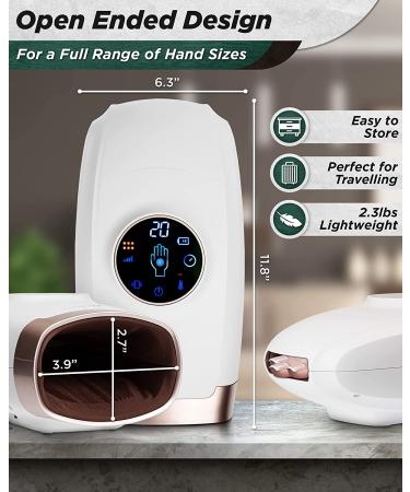 Lunix LX7 Touchscreen Electric Hand Massager for Arthritis Pain Relief - Shiatsu Massage Machine with Compression Therapy and Heat - White - Buy Online on GoSupps.com