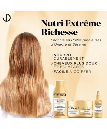 Dessange - Nutri-Extreme Richness Concentrated Nutrition Mask - Enriched with Precious Evening Primrose and Sesame Oil - For Coarse Very Dry or Dull Hair - 250 ml - Buy Online on GoSupps.com