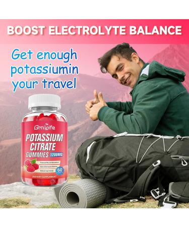 2 Pack Potassium Citrate Gummies High Potassium Supplement 1200mg Support Leg Cramps & Muscle Health Potassium Gummies for Adults & Kids Vegan Raspberry Flavor 120 Count 120 Count (Pack of 1) - Buy Online on GoSupps.com