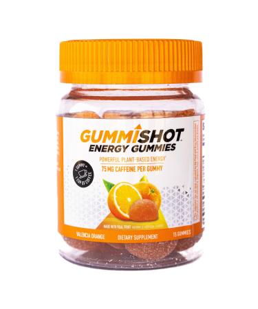 Energy Gummies 1125 mg of Plant-Based Caffeine Chews per Bottle Long Lasting Energy Boosters Valencia Orange (15ct) Valencia Orange 15 Count (Pack of 1)