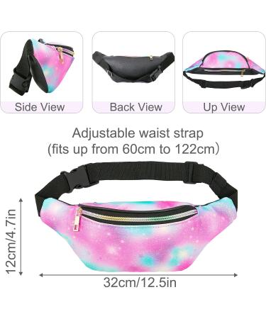 Unicorn Castle Glitter Sports Bag - 12cm x 32cm Women's Hip Pocket Belt Bag for Cycling & Camping - Stylish Blue & Purple Design - Buy Online on GoSupps.com