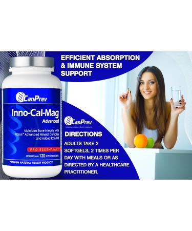 CanPrev - Inno-Cal-Mag Advanced 120 Softgels - Bone Health Teeth health Gum Health Hair Skin and Nail Vitamins - Calcium Magnesium Supplement - Mineral Complex 120 count (Pack of 1) - Buy Online on GoSupps.com