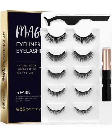 easbeauty 2020 Upgraded Magnetic Eyeliner and Eyelashes Kit  Magnetic Eyelashes with Eyeliner  False Lashes 5 Pairs with Tweezers  Easy to Wear - Buy Online on GoSupps.com