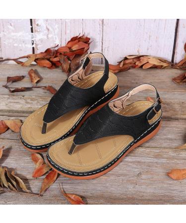 Dimleen Orthopedic Sandals - Women's Arch Support Flat Sandals - Black, Size 8.5 - Buy Online on GoSupps.com