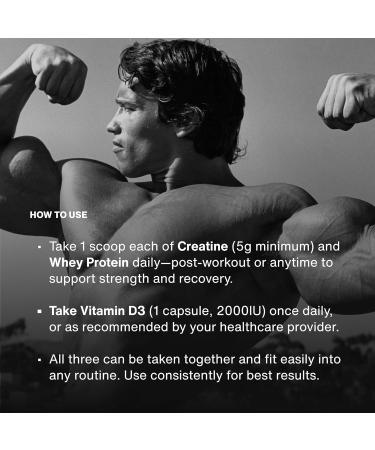 Momentous Arnold's Stack - Creatine Monohydrate Powder Essential Grass-Fed Whey Protein Powder (Unflavored) & Vitamin D3 (2000 IU) - Daily Fundamentals to Support Muscle Strength & Longevity - Buy Online on GoSupps.com