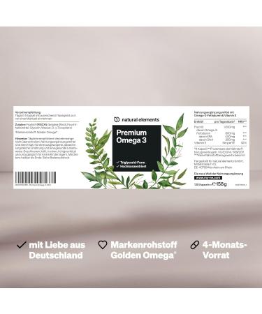 Premium Omega 3 Fish Oil Capsules - 1000 mg EPA & DHA - 120 Count - Goldenomega Triglyceride Form - Lab Tested & Sustainably Sourced - Buy Online on GoSupps.com