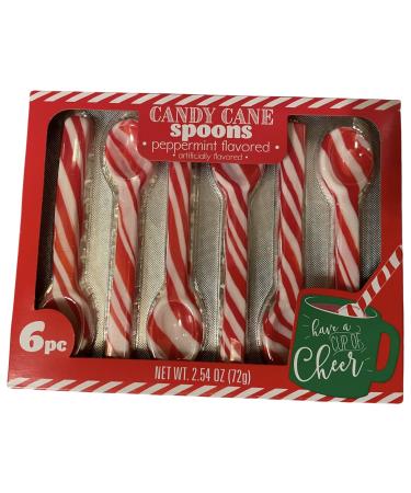 HILCO Peppermint flavored Candy Cane Spoons 2.54oz ok of 6, 2.54 Ounce (Pack 6)