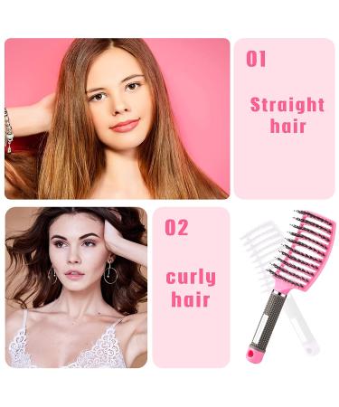 Curved Vented Boar Bristle Hair Brushes - Fast Drying & Detangling - 3 Pack (White/Pink/Purple) - Buy Online on GoSupps.com