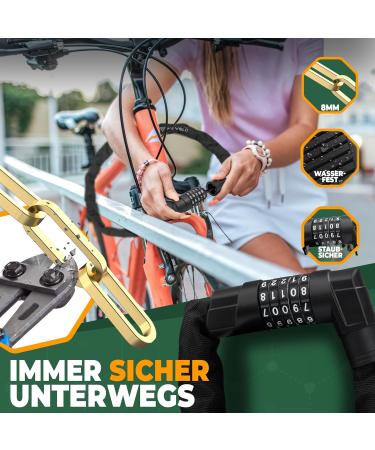 Mivelo High-Safety Bicycle Chain Lock - 100cm Long 8mm Hardened Steel Ideal for E-Bike MTB & Racing Bike - Secure Your Ride! - Buy Online on GoSupps.com