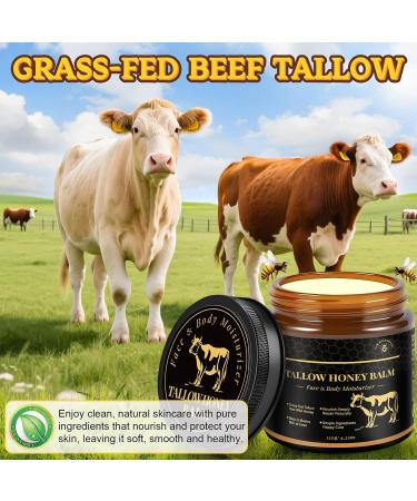 YOURTONE Beef Tallow for Skin Tallow and Honey Balm for Face Grass-Fed Beef Tallow Face Moisturizer Deeply Moisturizing for Dry & Sensitive Skin (4.23oz/120g) - Buy Online on GoSupps.com