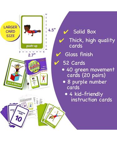 Covelico Kids Exercise Card Games - Fun Workout Equipment for Children | Play Snap, Memory, Matching, and Go Fish | Kids Action Cards for Active Play - Buy Online on GoSupps.com