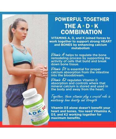 Power By Naturals ADK 10 - Vitamin A D3 10000 IU with K2 MK-7 Supplement - Bone, Heart, and Immune Health Booster - 90 Pills - Buy Online on GoSupps.com
