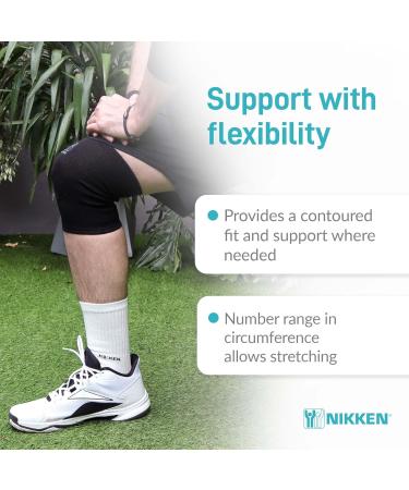 Nikken KenkoTherm Knee Wrap Large 1834 - Black Compression Support for Men & Women | Thin Stretchy Design with Ceramic Reflective Fibers for Relief & Recovery in Running Weightlifting & Basketball - Buy Online on GoSupps.com